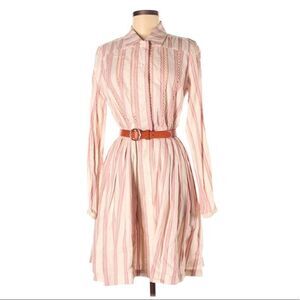 A LOVES A Striped Fit & Flare‎ Shirt Dress Button Front Long Sleeve Small New